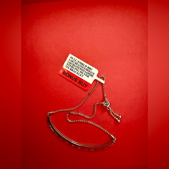 Emerald Gemstone Sterling Silver Bolo Bracelet - Picture 9 of 12